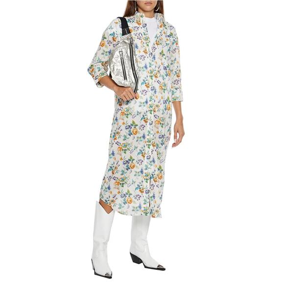 NEW / R13 Liberty London Cowboy Floral Shirt Dress Midi White - Picture 2 of 11